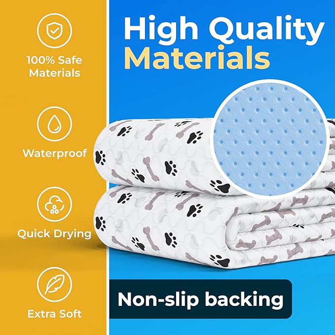 Washable Pee Pads for Dogs - Waterproof Reusable Puppy Pads with Anti-Slip Backing, Pet Training Pad for Puppy Playpen, Crate, Whelping Box, Potty Training (Pack of 48 - 30x34)
