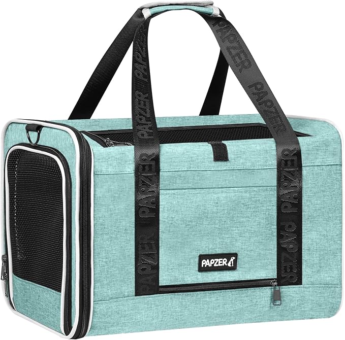 Cat Carrier for Travel, Soft-Sided, Top Loading, Privacy Curtain, to 20 lbs | Medium Pet Carry Bag Anxious Cat, Vet Visits Car Transport, Luggage Sleeve Suitcase Attachable Small Puppy Crate Kennel Teal