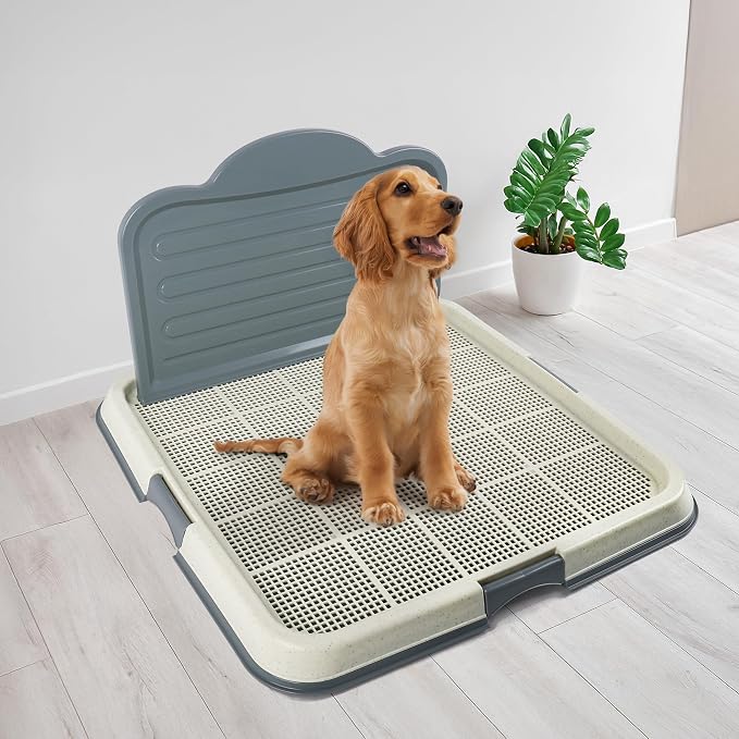 PAWISE Dog Pee Pad Holder Tray with Splash Guard, 23.6" Large Puppy Potty Training Pad Tray, Puppy Litter Box with High-Wall, Indoor Pet Toilet for Small to Medium Sized Dogs