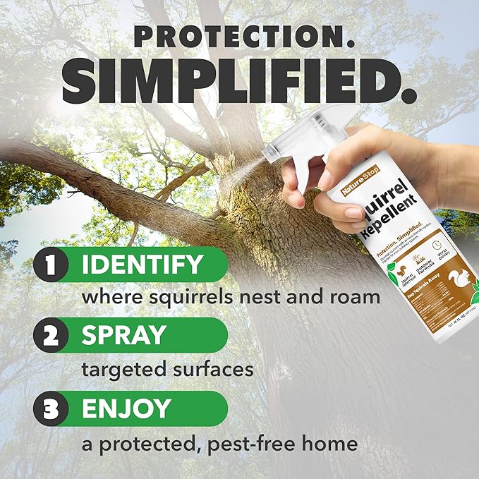 Squirrel Repellent Spray – Helps Deter Squirrels from Outdoor Surfaces, Gardens & Yard Areas, 16 oz (475mL)