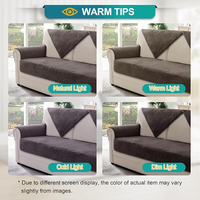 Turquoize Waterproof Couch Cover for Dogs Fuzzy Pet Couch Covers for Sofa Thick Dog Bed Cover Non-Slip Sofa Covers for 3 Cushion Couch Protector Slipcover Pet Friendly (Brown, 36" x 84")