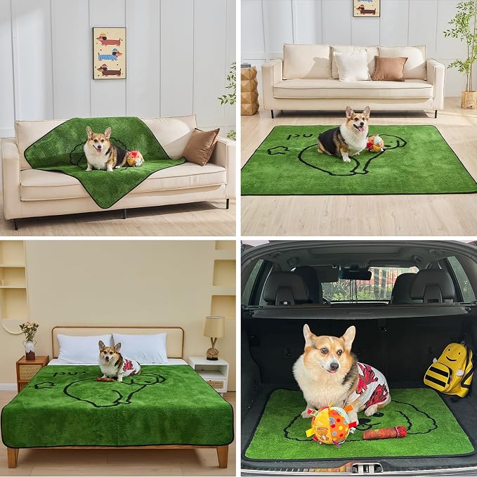 Reusable Puppy Pads , Washable Pee Pads for Dogs 30" x 34" 4 Pack | Super Absorbent & Leakproof Potty Training Pads, Plush Grass-Look With Non-Slip Backing For Crates, Playpens & Small Pets
