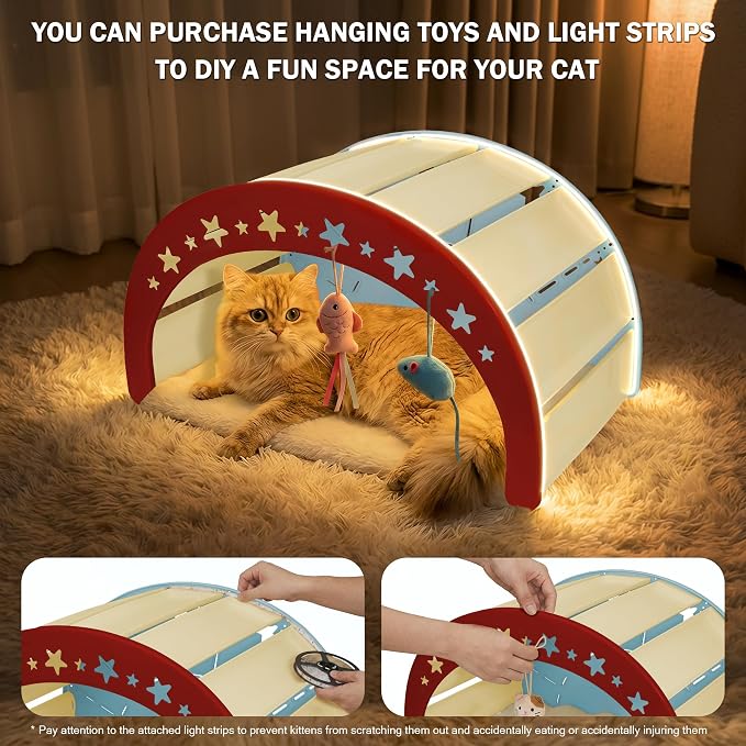 Cat Scratcher Bed, 3 in 1 Design-Bed, Scratcher, Hideaway Cave | with Elevated Sisal Pad & Reversible Fleece Mat,Sturdy HDPE Lounge for Indoor Cats, Tool-Free 30s Assembly, Supports 30 lbs