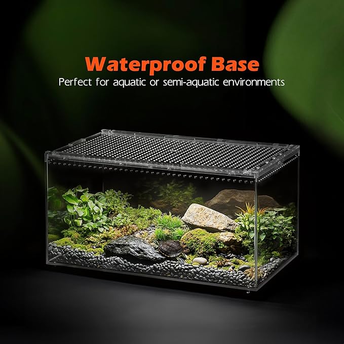 AZV Escape Proof Reptile Terrarium,Shatter Proof Polycarbonate Tarantula Tank with Magnetic Lid,Ventilated Spider Enclosure,360° Clear View,Easy Clean Habitat for Gecko,Frogs,Insects,Hermit Crabs S