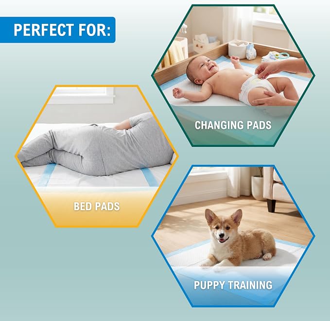 MED Pride Disposable Underpads 17x24 in,Super Absorbent,Incontinence,100 Ct