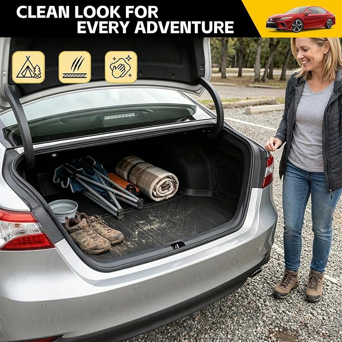 Trunk Mat for 2018-2025 Toyota Camry & 2019-2022 Toyota Avalon Rear Cargo Mat All Weather Protector Trunk Liner for 18-25 Camry Hybrid/L/LE/SE/TRD/XLE/XSE &19-22 Avalon Accessories