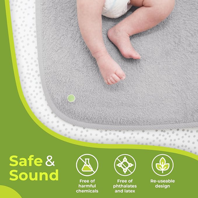 PeapodMats Bedwetting Waterproof Bed Mat, Reusable 3x5 Light Gray | Washable reusable bed mat for bedwetting, incontinence, kids, adults, pets, and mattress protection.