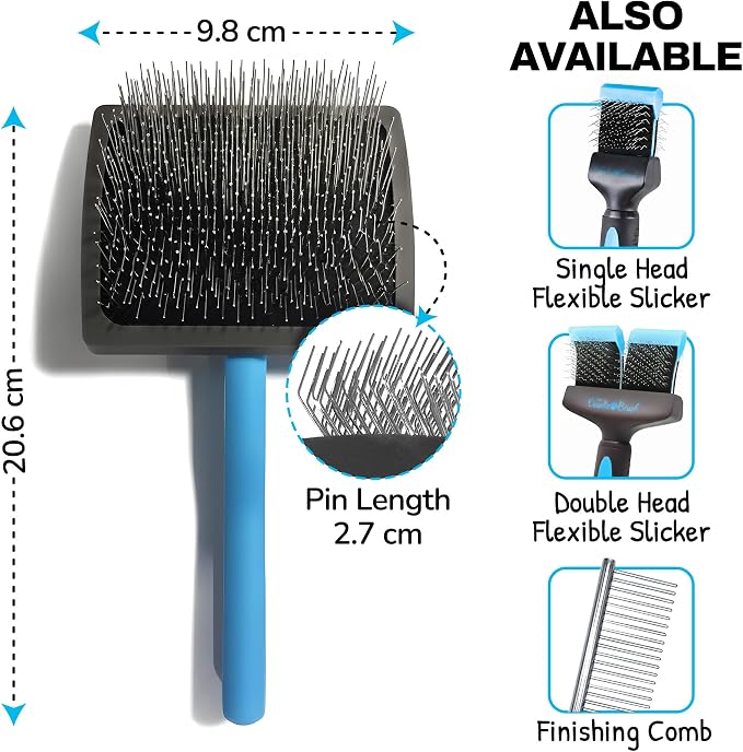 The Doodle Brush Slicker Brush Dog Poodle Brush Detangler, Extra Long Pin | Ergonomic Handle, Goldendoodle, Cockapoo, Cavapoo, Dog Brushes for Grooming, Removes Mats and Tangles, Shiny Coat Pet Brushes