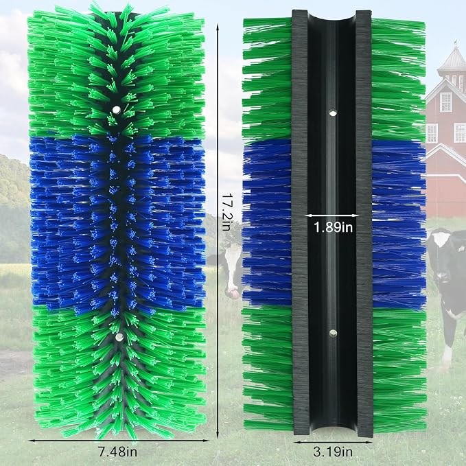 4PCS Livestock Scratching Brush Goat Scratching Tool Post Massage Grooming Brush with 8 Screws for Animals Back Scratcher Itch Brushes for Cattle, Sheep, Horses, Pigs,Cow(4, Green)