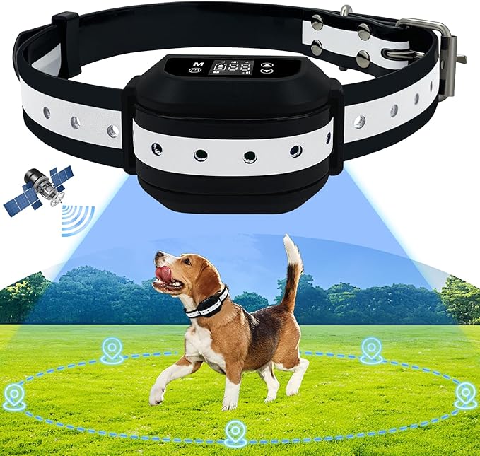 GPS Wireless Dog Fence for Medium Large Dogs, 2nd Gen Upgraded Electric Fence System with Enhanced Signal, 3 Training Modes, Range 97-3280ft Waterproof Fence Collar for Outdoor Use Only
