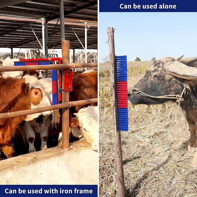 Livestock Scratch Brush With 16 Screws,Animal Back Scratching Brush for Cow,Cattle,Sheep, Horses,Pigs,Massage Grooming Tool (Blue, 4pcs)
