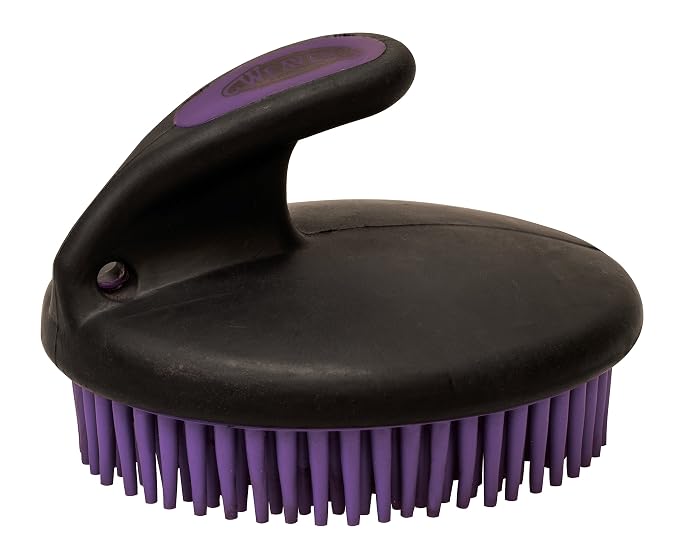 Weaver Equine Palm-Held Fine Curry with Small Rubber Bristles, Purple/Black