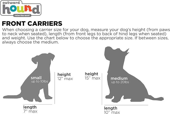 Outward Hound PupPak Dog Front Carrier, Gray, Small, 12" x 11.5" x 7.5" | Hands-Free Pet Backpack, Water-Resistant, Breathable Mesh, Safety Clip, Hiking & Camping, Small Dogs up to 10 lbs