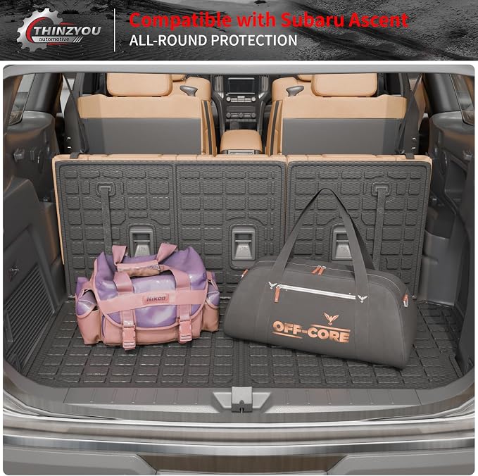 Cargo Mat Compatible with 2019-2025 2026 Subaru Ascent Cargo Liner Trunk Liner TPE Back Seat Cover Protector 2023 Ascent Accessories (Fit 7&8 Seats, Trunk Mat+3rd Row Backrest Mats)
