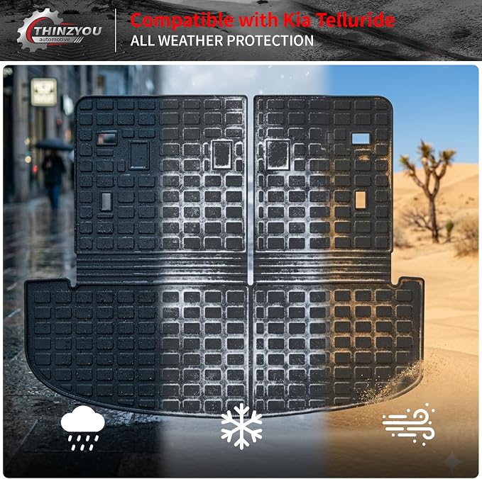 Cargo Mat Compatible with 2020-2025 Kia Telluride (NOT for 2027) Trunk Mat Cargo Liner Trunk Liner All Weather Back Seat Protector 2024 Telluride Accessories (Trunk Mat with Backrest Mat)