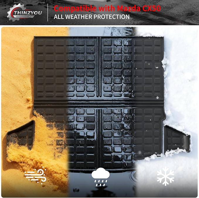 Cargo Mat Compatible with 2023 2024 2025 2026 Mazda CX50 Trunk Mat Trunk Liner Cargo Liner TPE All Weather Back Seat Cover Protector 2024 CX-50 Accessories (Trunk Mat+Backrest Mats)