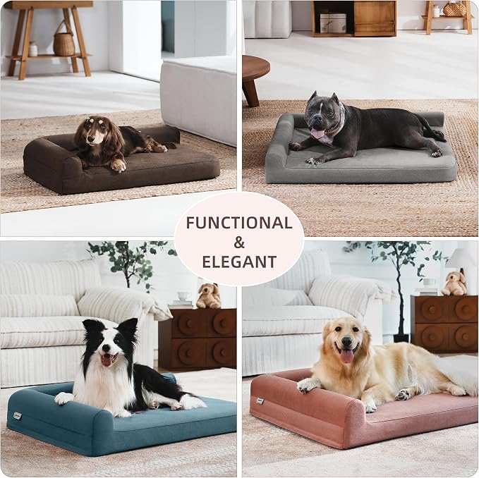 Gel Memory & High-Density Foam Orthopedic Dog Bed 44x32x7.5 Large | | Double Waterproof Cover | Machine Washable | Non-Slip Base | Fur-Resistant Tech Fabric|