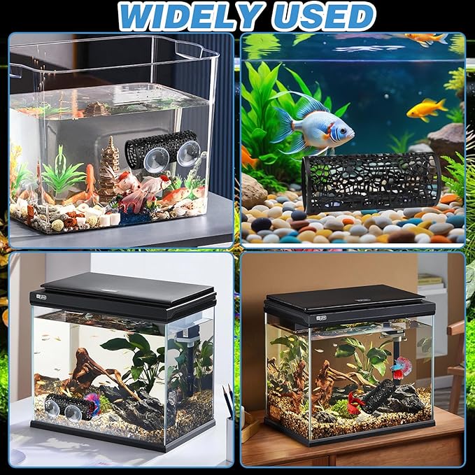 2Pcs Black Betta Aquarium Decoration, Betta Fish Tank Accessories Decoration with Suction Cup, Hidden Decor Habitat Toys for Shrimp Breeding Small Fish Playing & Resting