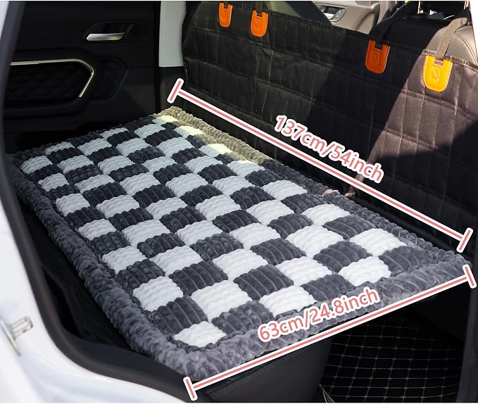 Dog Bed for Car, Backseat Pet Bed Mat, Dog Seat Cover for Car Back Seat, Non-Slip Travel Pet Mat, Fit for Backseat Extenders and Seat Covers (Gray&White, 24.8x54inch)