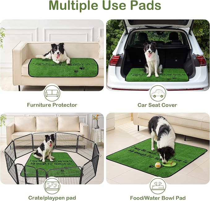 Reusable Dog Pee Pads, Washable Puppy Pads, Leak-Proof 36"x36" 2 Pack | Super Absorbent And Non-Slip Potty Training Pads, Soft Paw Print Plush Design, Ideal For Crates, Couch, Car Seats & Pet Beds