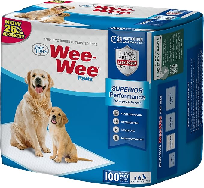 Four Paws Wee-Wee Superior Performance Dog Pee Pads, 100 Count