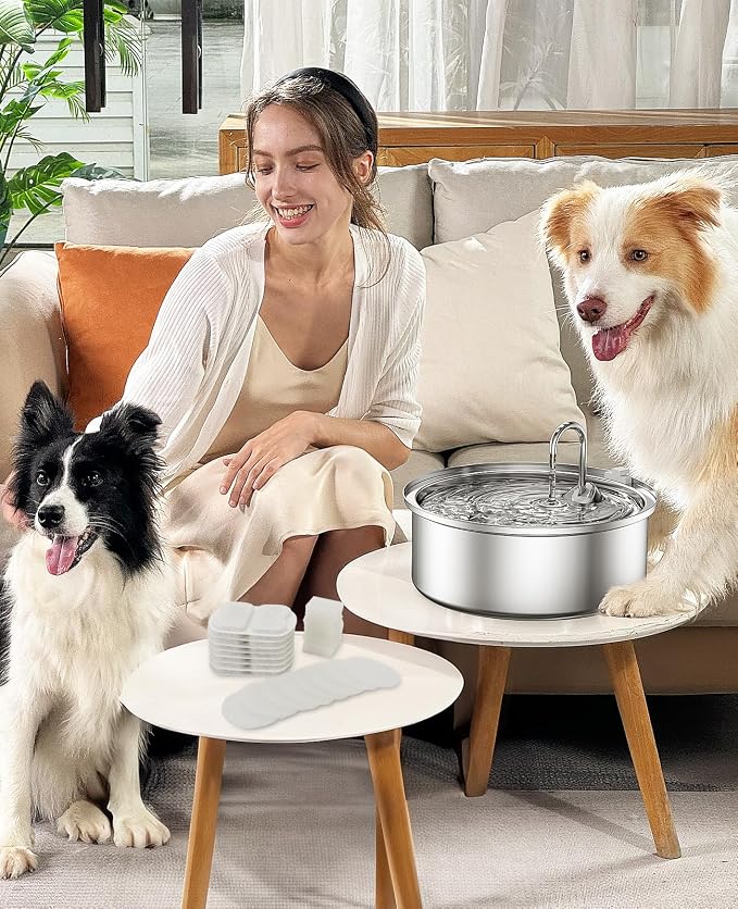 oneisall Replacement 8 Set Filters for PWF-002 7L Dog Water Fountain | Contain 8Sets Filter,Higher Adsorption Efficiency,Wide Compatibility,Dual Pump Protection, Lower Long-term Pet Expenses