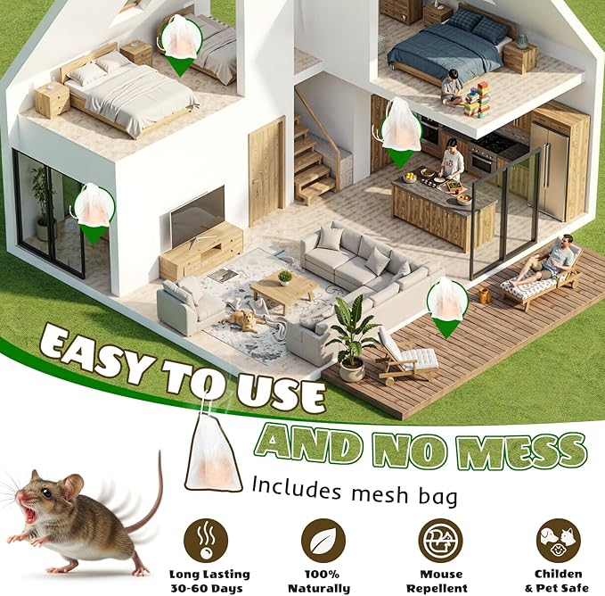 Rodent Repellent, Peppermint Oil Moth Ball to Repel Mice and Rats, Mouse Repellent, Mice Repellent, Rat Repellent, Rodent Repellent for Cars,Garden, Indoor Use (1 Count (Pack of 20))