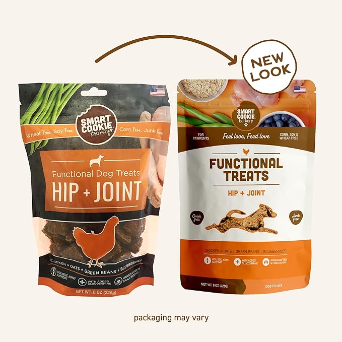 Smart Cookie All Natural Dog Treats - Healthy Hip and Joint Chicken Dog Biscuits with Glucosamine - Ideal for Senior Dogs and Sensitive Stomachs - Dehydrated, Crunchy, Human-Grade, Made in USA - 8oz
