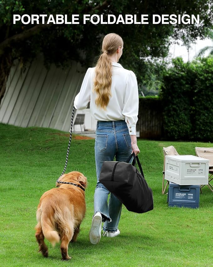 Veraste 42" Soft Collapsible Travel Dog Crate for Large Dogs,Black | 4-Door Foldable Travel Crate,breathable mesh, foldable with storage bag