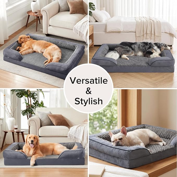 Orthopedic Dog Bed Medium Size Dog, Waterproof Egg-Crate Foam Couch with Washable Removable Cover, Waterproof Lining and Nonskid Bottom