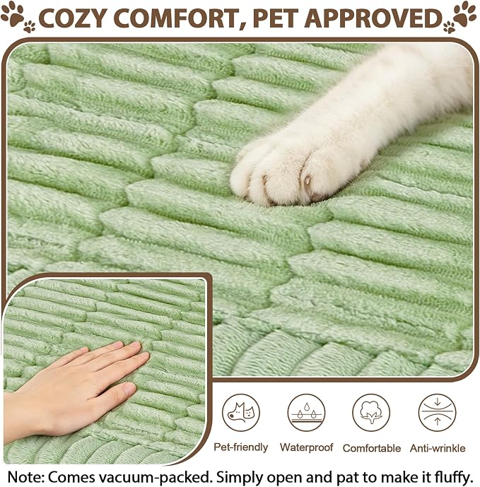 FUANGUI 2 Pack Waterproof Couch Cover for Dogs Pets Sofa Protector | Non-Slip Washable Fuzzy Soft Sofa Slipcover for 2 PCS L Shaped Sofa Pet Friendly, 27.6" x 59.1"+27.6" x 70.9", Grass Green