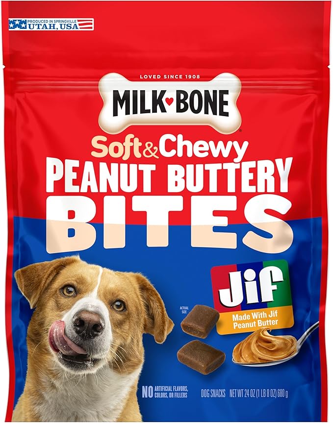 Milk-Bone Peanut Buttery Bites Soft Dog Treats with Real Peanut Butter & Bacon