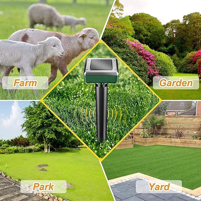 8 Pack Mole Repellent Solar Powered Sonic Mole Deterrent Spikes, Snake Gopher Vole Repellent for Lawn Garden & Yard Gopher Deterrent, Groundhog Repeller