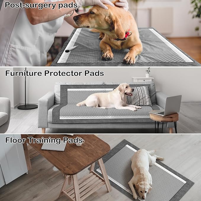 MIZOK Pee Pads for Dogs 36x36in Charcoal Dog Pads Super Absorbent Odor Eliminating Leak-Proof, XXL Dog Pee Pads with Activated Carbon for Large Breeds, Disposable (25 Count)