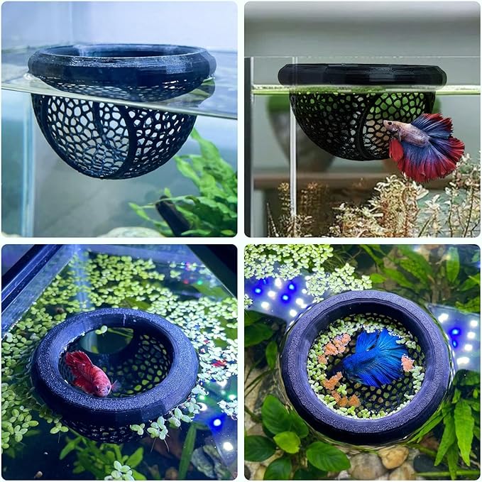 Floating Betta Hammock & Fish Toys Set,7Pcs Betta Fish Tank Accessories Mirror and Exercise Ring with Leaf Hammock Simulates Natural Habitat Comfortable Resting for Betta, Shrimp & Small Fish
