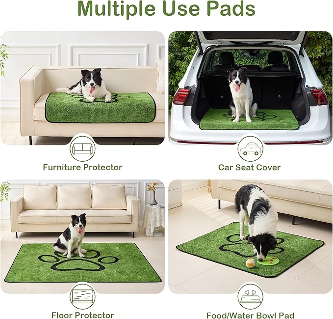 Reusable Dog Pee Pads, Washable Puppy Pads, Leak-Proof 36"x41" 2 Pack | Super Absorbent And Non-Slip Potty Training Pads, Soft Paw Print Plush Design, Ideal For Crates, Couch, Car Seats & Pet Beds
