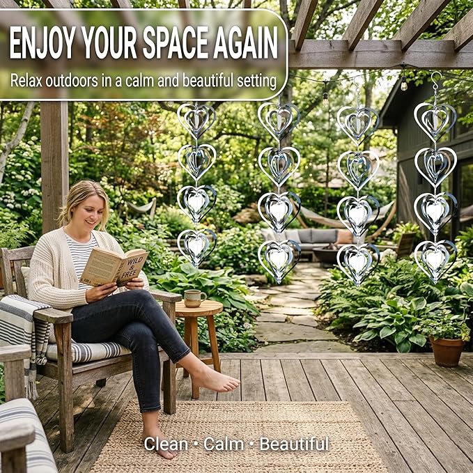 Reflective Bird Deterrents for Outside – Bird Repellent Devices Outdoor – 3D Wind Spinners Outdoor Garden Decor –3 Set Bird Repellent to Keep Woodpecker & Pigeons Away from Window Roof (Style 3)