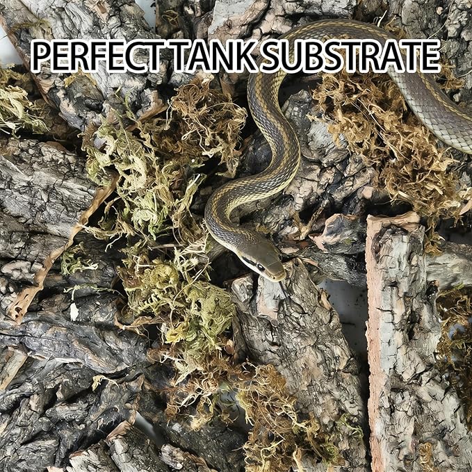 BNOSDM Reptile Terrarium Bark Substrate Bedding Tortoise 3.9-5.9in Natural Cork Bark Reptile Climbing Mat Habitat Decor for Lizard Snake Spiders Hermit Crabs Tarantula Geckos Bearded Dragons (0.7LB)