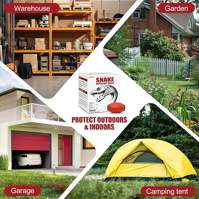 Snake Repellent Balls for Yard - Powerful Outdoor Protection | Pet & Child Safe | Natural Snake Deterrent for Home, Garden, Camping | Targets Copperhead & Rattlesnakes (12, 1 Count (Pack of 12))
