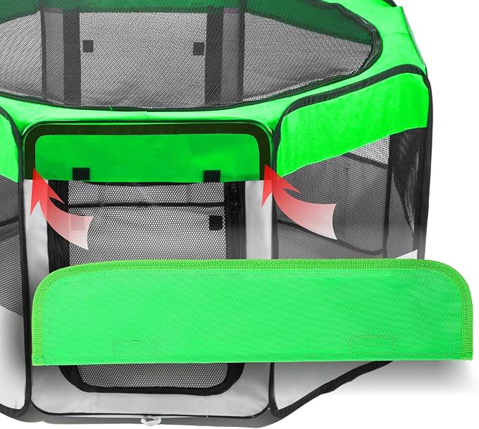 Pawer 36”×18.5” Pet Playpen Personalize Embroidery Piece, Bright Green Color