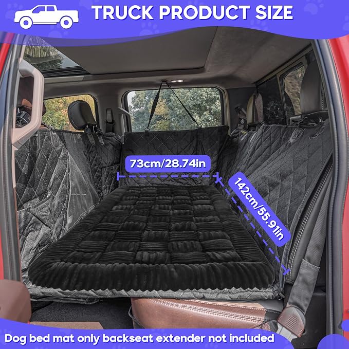 Dog Car Bed Mat Non-Slip Backseat Extender Dog Bed 56" x28.7" Black | Travel Bed for Dogs,Chew-Resistant, Easy Clean & Scratch-Proof, Comfort Design, Fits Trucks/Sedans/SUVs