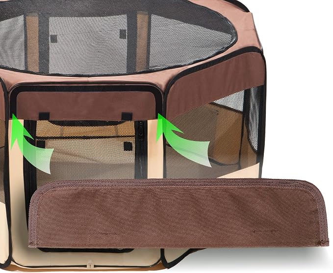 Pawer 36”×18.5” Pet Playpen Personalize Embroidery Piece, Brown Color
