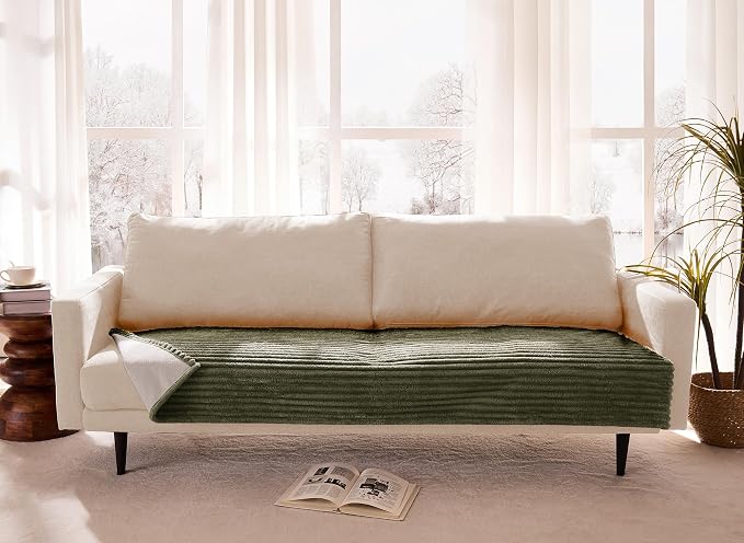 Waterproof Couch Cover for Dogs Non-Slip, Fuzzy Soft Pet Couch Covers for Sofa, Pet Friendly Area Rug Dog Bed Covers Washable Sofa Cover Mat (Sage Green, 58" x 82" 1 Pack)