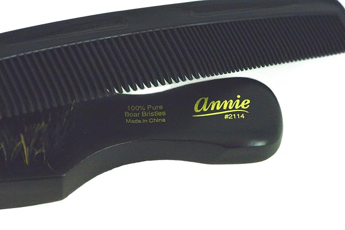 Annie Mini Pocket Combo Brush #2114 - Natural Boar Bristles, Hair Comb for Long and Short Hair