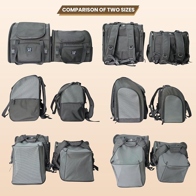 Expandable Cat Carrier Backpack for Large Cats - Airline Approved Pet Carrier Backpack for Small Dogs, Hiking & Travel, Waterproof with Breathable Mesh, 22lbs Capacity (Dark Grey, Large)