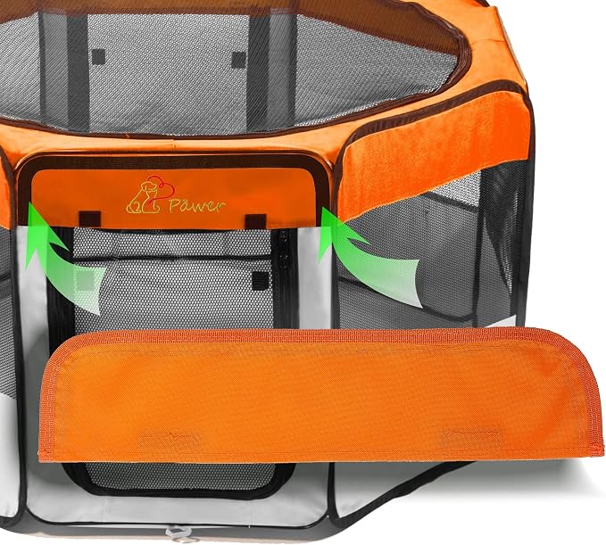 Pawer 45”×24” Pet Playpen Personalize Embroidery Piece, Orange Color