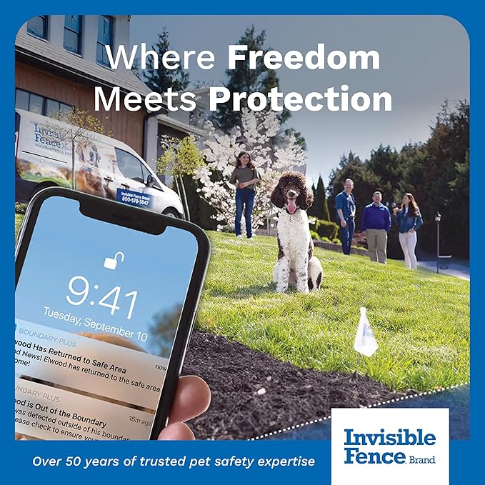 Invisible Fence GPS Dog Fence & Tracking Collar - Wireless - Smart Dog Collar with App Controlled Tracking - Fits Medium & Large Dogs Neck 15"-28" Waterproof