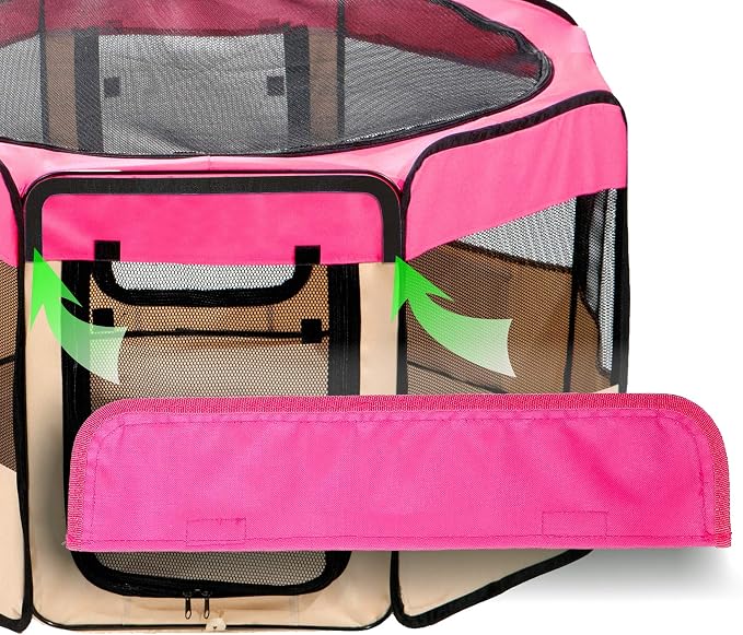 Pawer 45”×24” Pet Playpen Personalize Embroidery Piece, Hot Pink Color