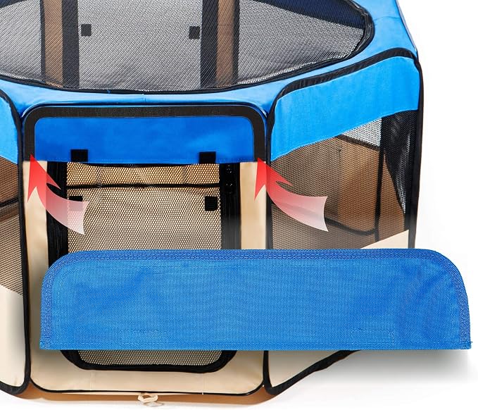 Pawer 36”×18.5” Pet Playpen Personalize Embroidery Piece, Blue Color