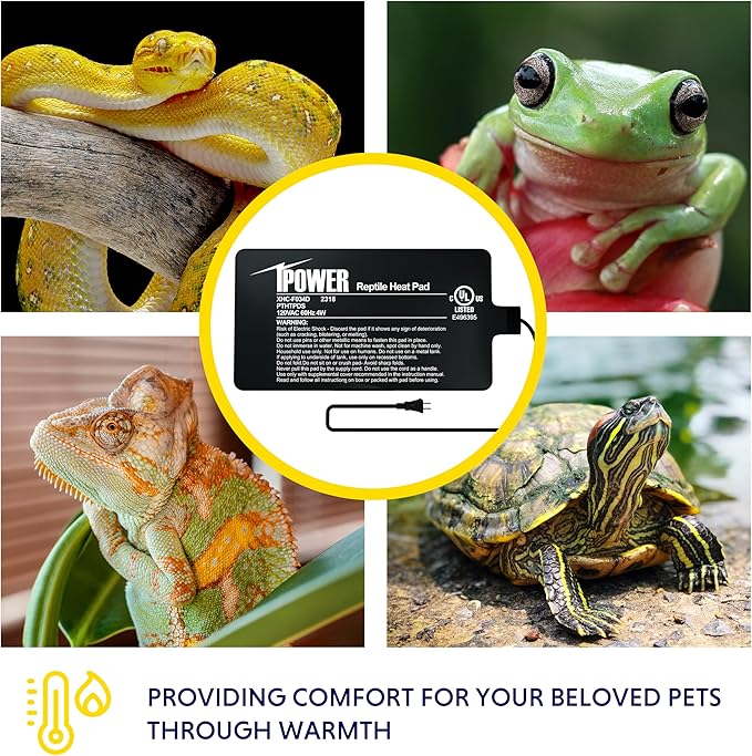 iPower 4 by 7-Inch 4W Reptile Heat Mat, LCD Digital Aquarium Thermometer, Under Tank Warmer Terrarium Heat Pad for Turtles Lizards Frogs and Other Small Animals, Multi Sizes